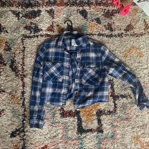 Blue Flannel Crop Top